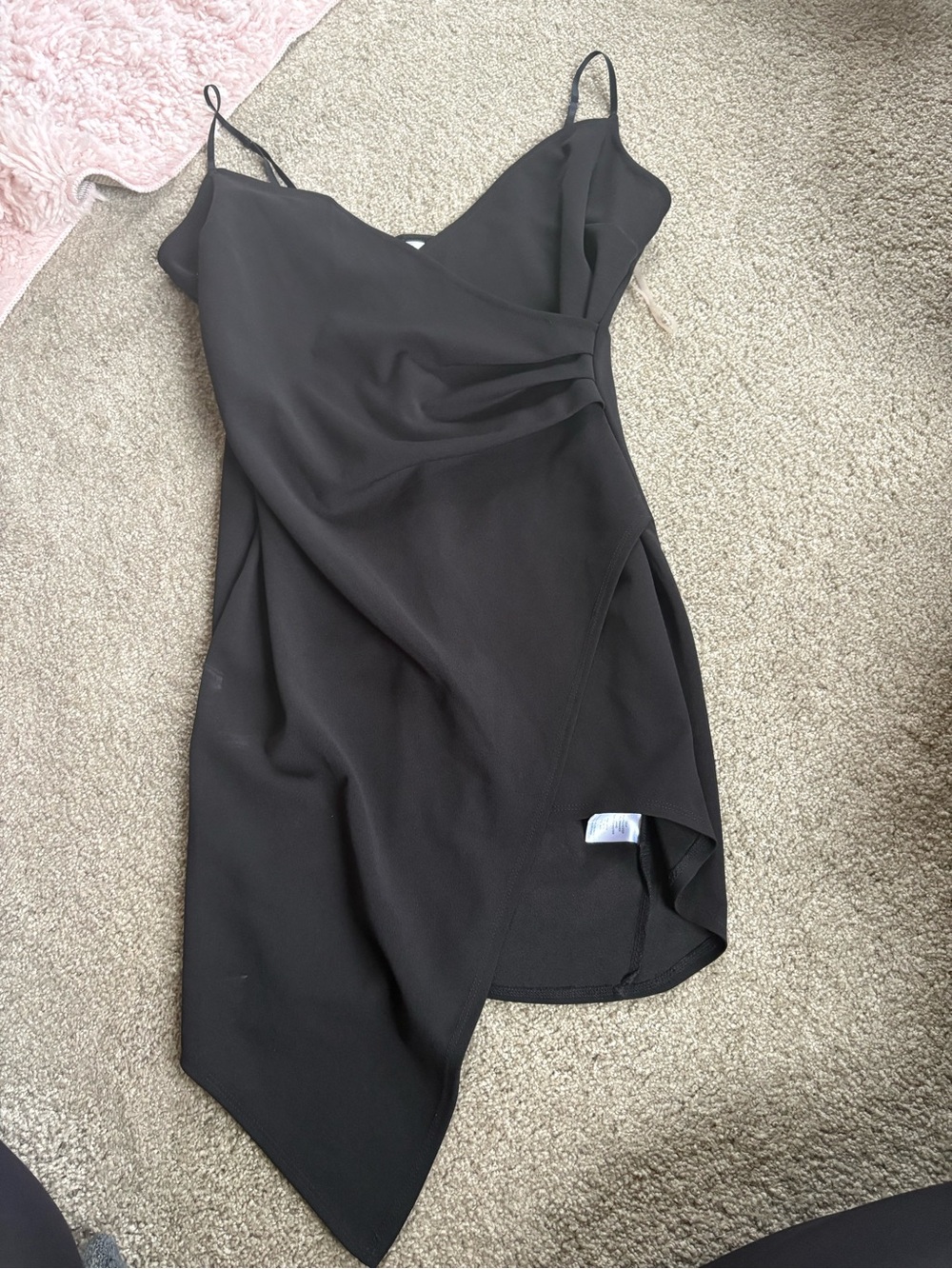 Black Asymmetric Slip Dress - Women